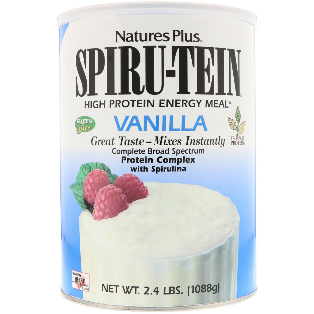 Nature's Plus, Spiru-Tein eiwitrijke energiemaaltijd, vanille, 2,4 lbs (1088 g)