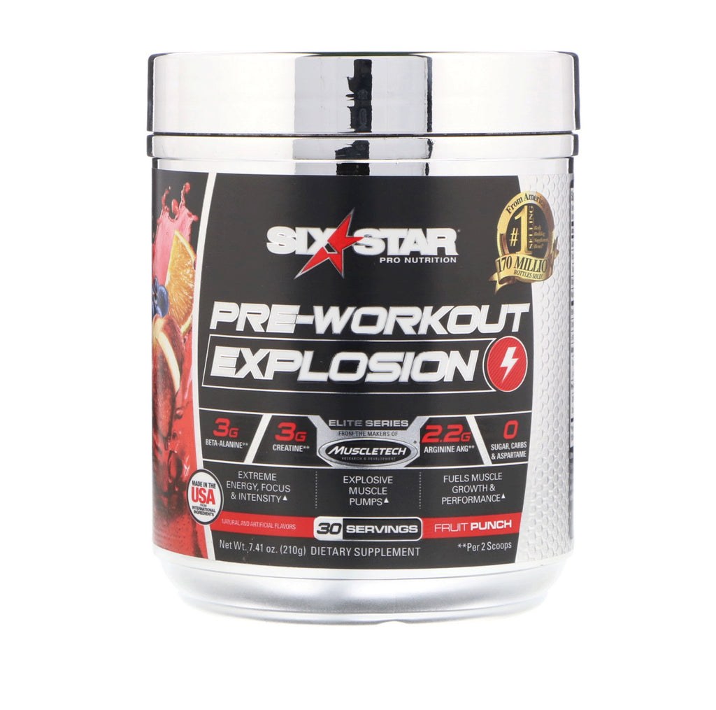 Six Star, Pre-Workout Explosion, Fruit Punch, 7.41 oz (210 g)