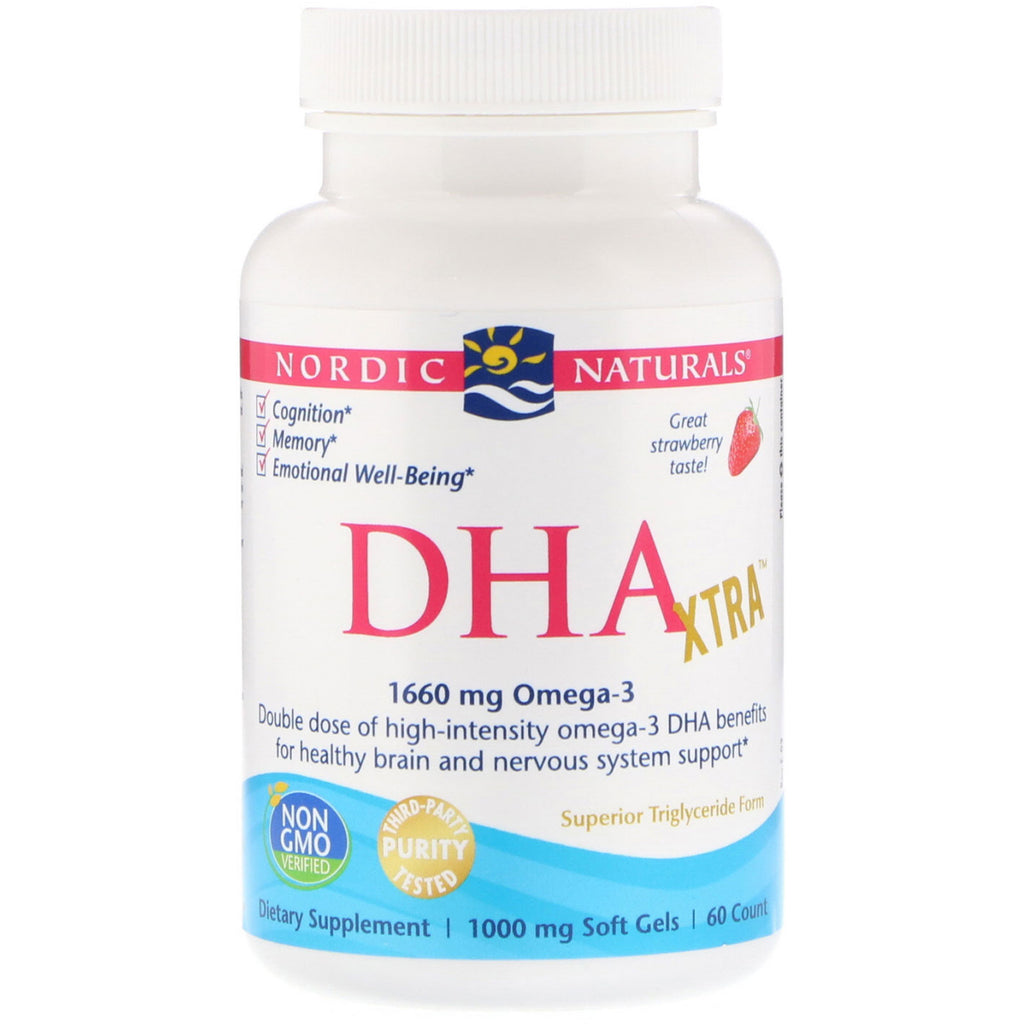 Nordic Naturals, DHA Xtra, Fraise, 1 000 mg, 60 gels mous