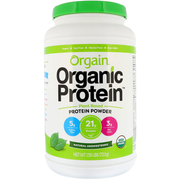Orgain, 단백질 식물 기반 분말, 천연 무가당, 720g(1.59lbs)