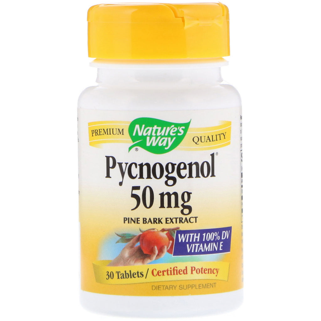 Nature's Way, Pycnogenol, pijnboomschorsextract, 50 mg, 30 tabletten