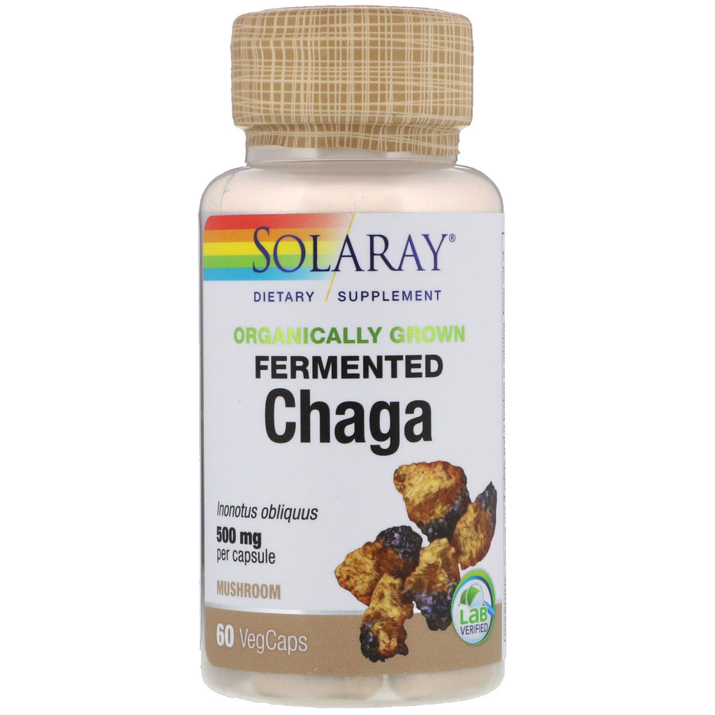 Solaray, Chaga fermentato coltivato alleato, 500 mg, 60 VegCaps