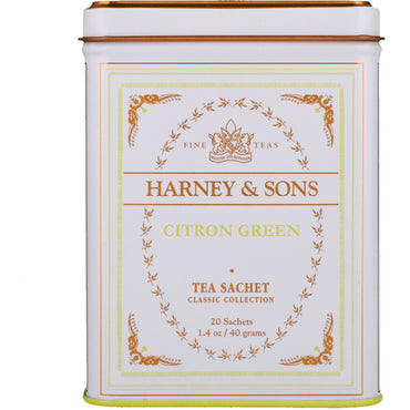 Harney & Sons, شاي أخضر بالليمون، 20 كيسًا، 1.4 أونصة (40 جم)
