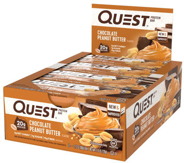 Quest Nutrition Baton proteic QuestBar Ciocolată Unt de arahide 12 Batoane 2,1 oz (60 g) fiecare
