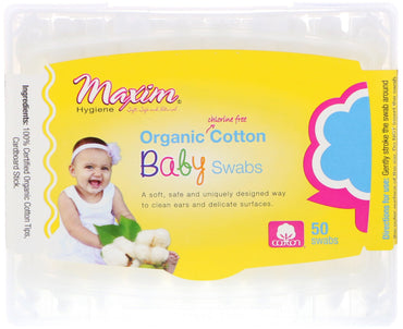 Productos de higiene Maxim, hisopos de algodón para bebés, 50 hisopos