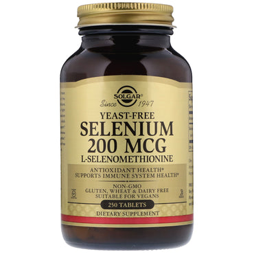 Solgar, Selenium, Gistvrij, 200 mcg, 250 tabletten