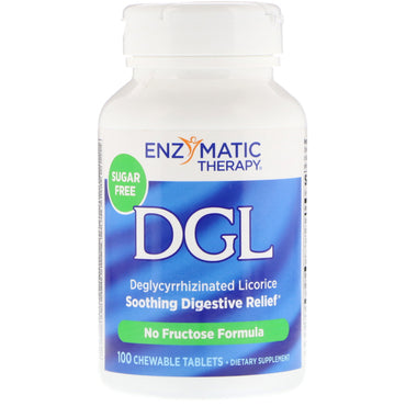Enzymatic Therapy, DGL, Deglycyrrhizinated Licorice, 100 Chewable Tablets