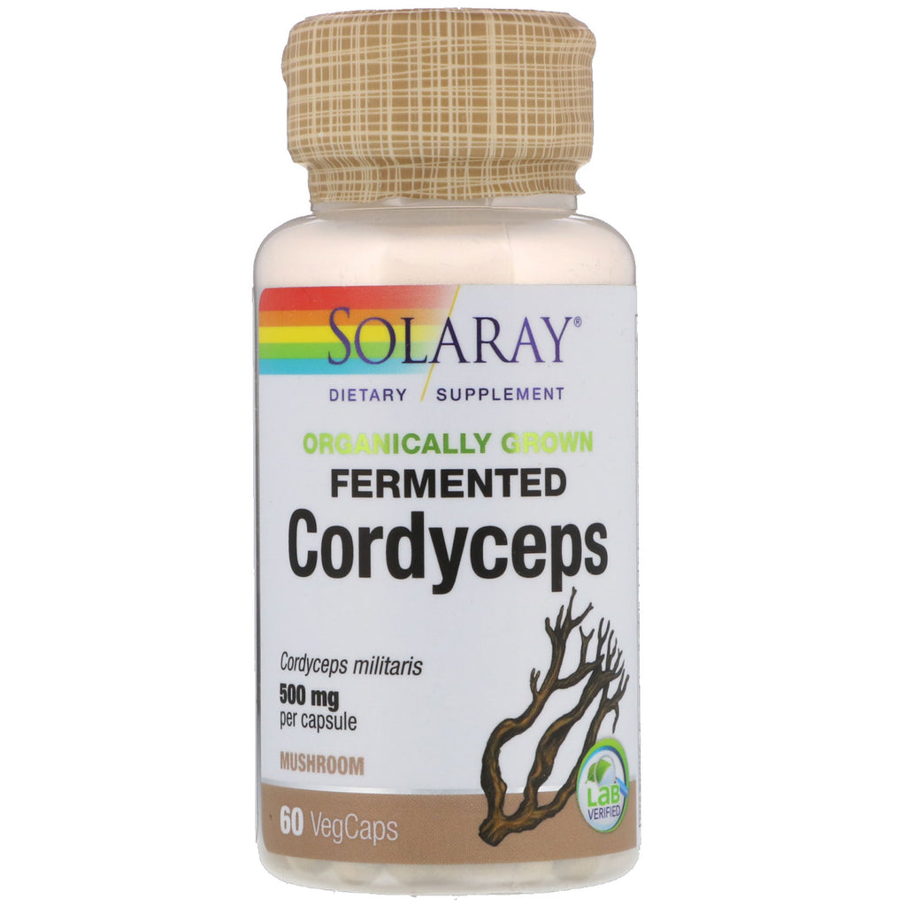 Solaray, Cordyceps Fermentado Cultivado aliado, 500 mg, 60 Cápsulas Vegetais