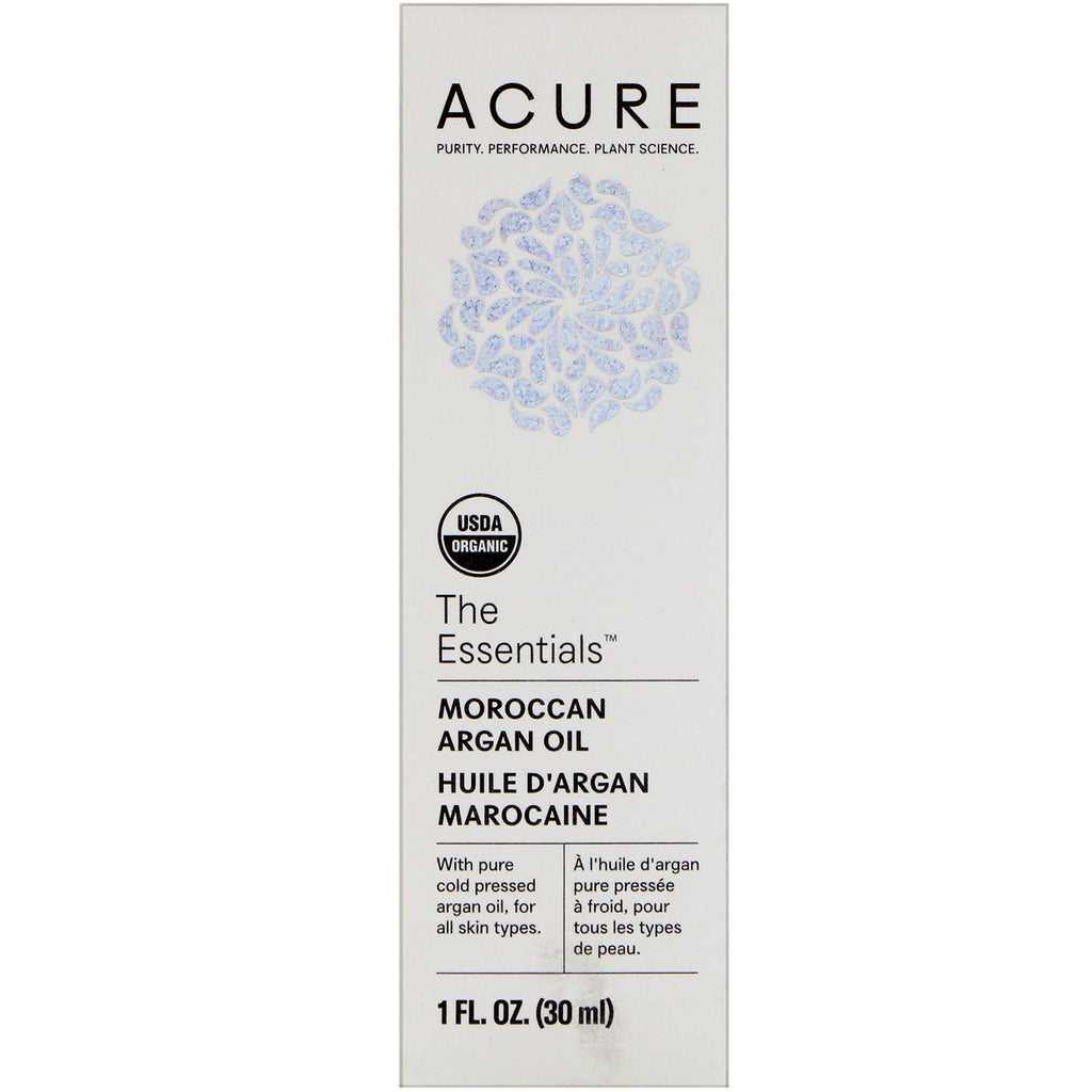 Acure, The Essentials, aceite de argán marroquí, 1 fl oz (30 ml)