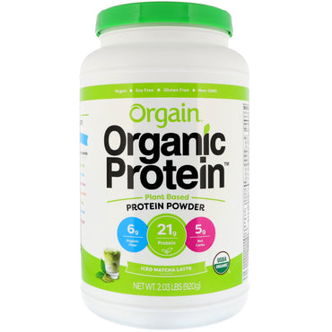 Orgain, 단백질 식물 기반 분말, 아이스 말차 라떼, 920g(2.03lbs)