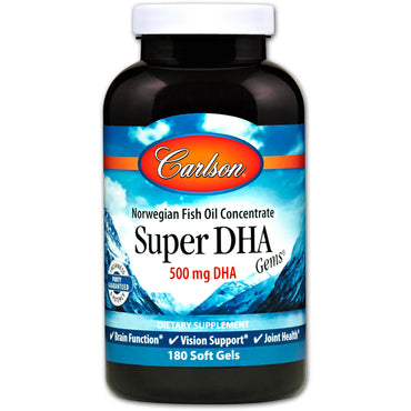 Carlson Labs, Super-DHA Gems, 500 mg, 180 Softgels