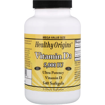 Sund oprindelse, vitamin D3, 5.000 iu, 540 softgels