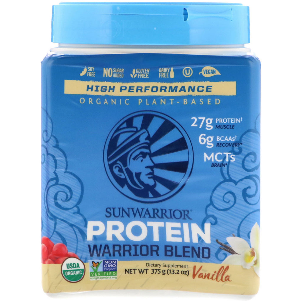 Sunwarrior, Mezcla de proteínas Warrior, a base de plantas, vainilla, 13,2 oz (375 g)