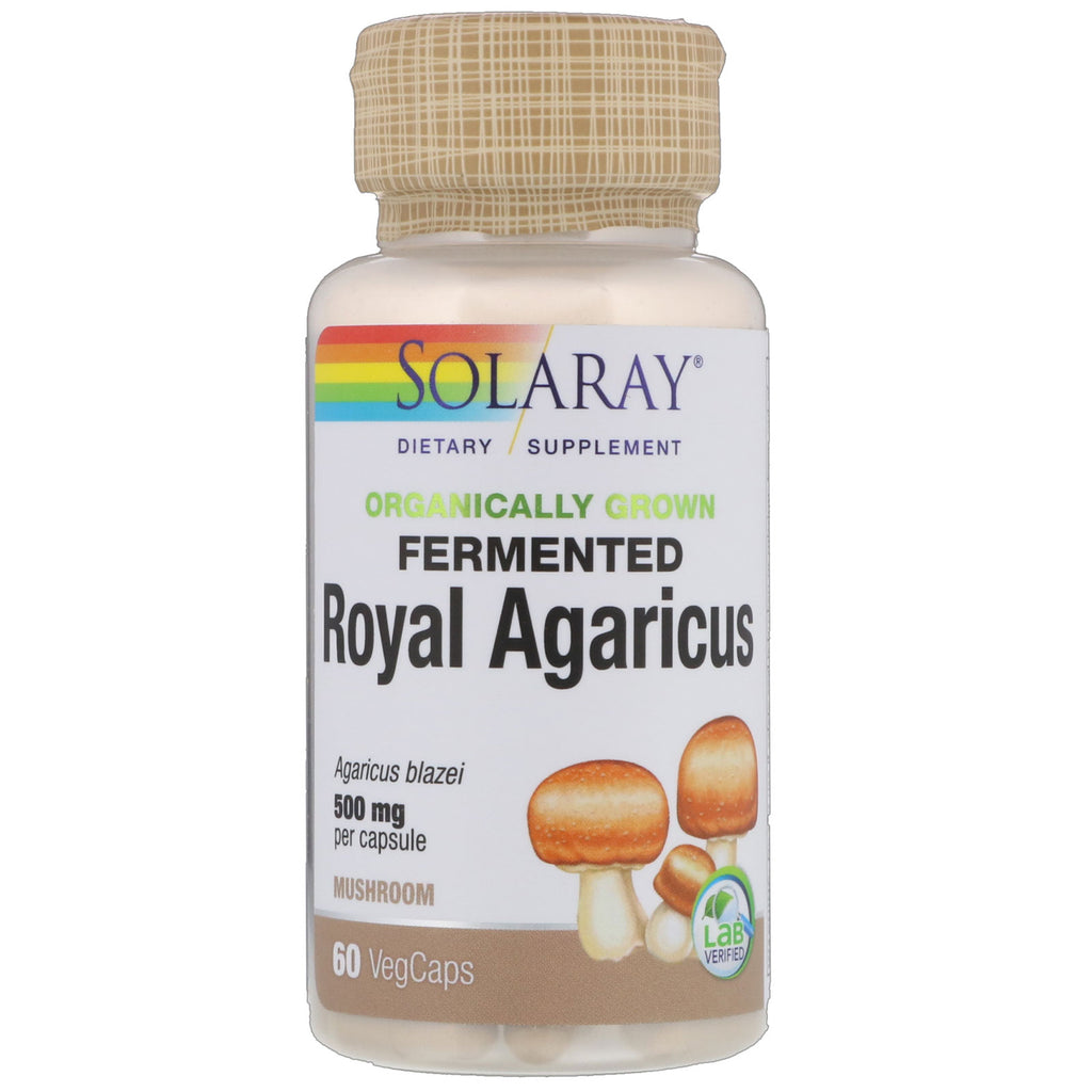Solaray, ally Grown Royal Agaricus المخمر، فطر، 500 ملغ، 60 كبسولة نباتية