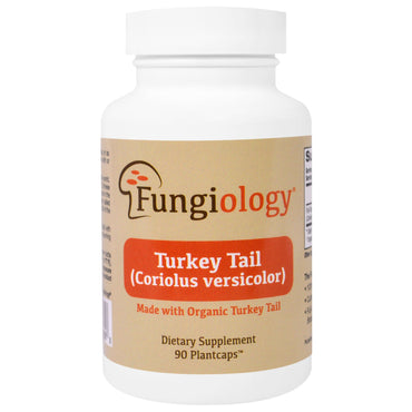 Fungiology, Turkey Tail (Coriolus Versicolor), Full-Spectrum, Certified , Cellular Support, 90 Plantcaps