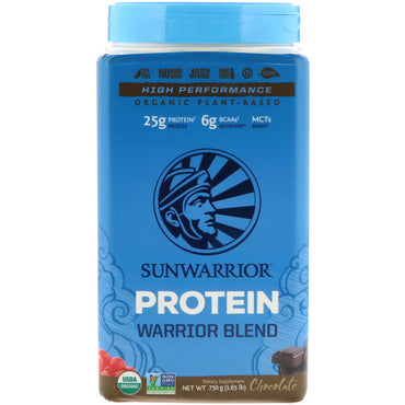 Sunwarrior, חלבון תערובת Warrior, על בסיס צמחי, שוקולד, 1.65 פאונד (750 גרם)