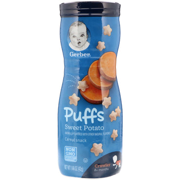 Gerber Puffs Snack Crawler cu cereale 8+ luni Cartofi dulci 1,48 oz (42 g)