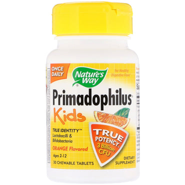 Nature's Way, Primadophilus, Kids, Orange, 3 Billion CFU, 30 Chewable Tablets
