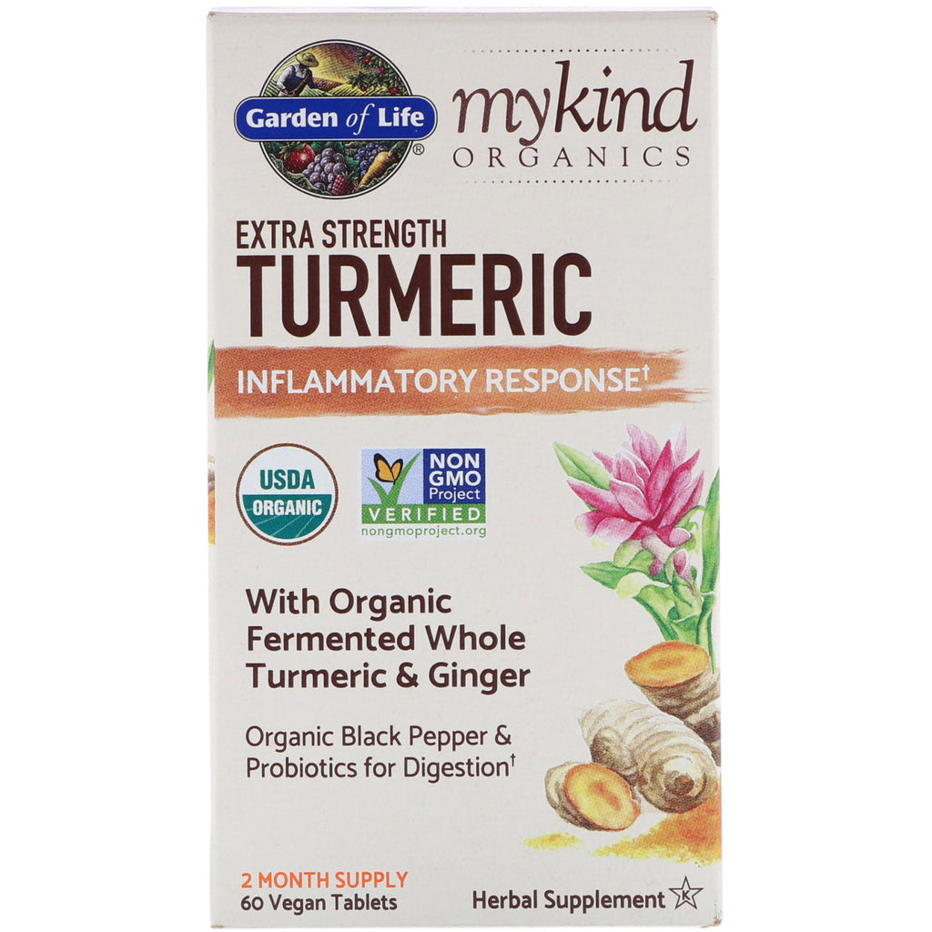 Garden of Life, MyKind s, Extra Strength Turmeric, Inflammatory Response, 60 Vegan Tablets