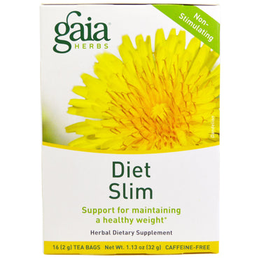 Gaia Herbs, Diet Slim, sans caféine, 16 sachets de thé, 1,13 oz (32 g)
