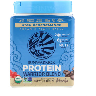 Sunwarrior, Warrior Blend Protein, plantebasert, mokka, 13,2 oz (375 g)