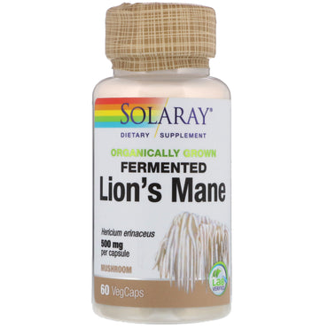 Solaray, Ally Grown Fermented Lion's Mane Mushroom, 500 mg, 60 VegCaps