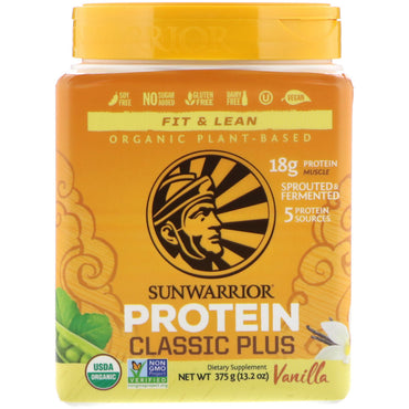 Sunwarrior, Classic Plus Protein, plantebasert, vanilje, 13,2 oz (375 g)