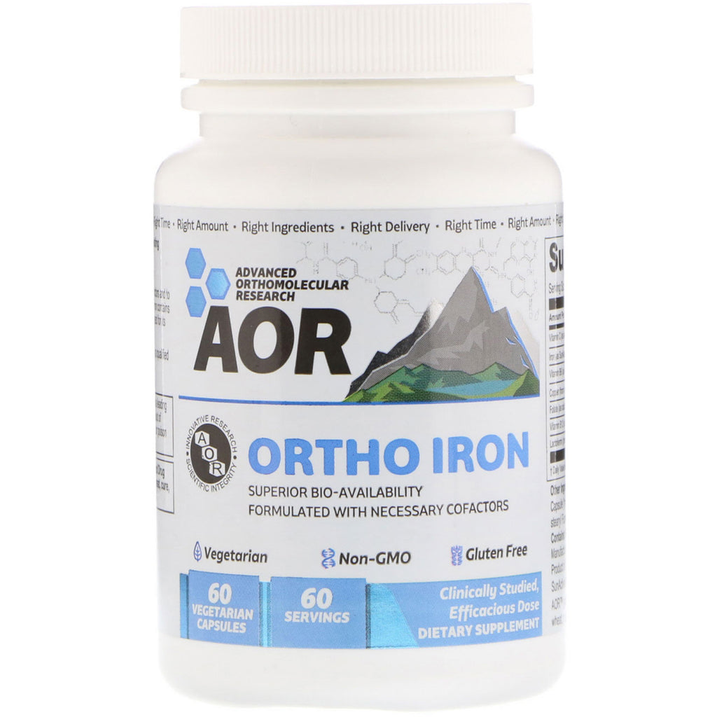 Advanced orthomolecular Research aor, حديد أورثو، 60 كبسولة نباتية