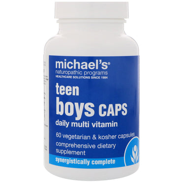 Michael's Naturopathic, Teen Boys Caps, Multivitaminico giornaliero, 60 capsule vegetariane e kosher