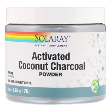 Solaray, Carbón de coco activado en polvo, 500 mg, 2,65 oz (75 g)