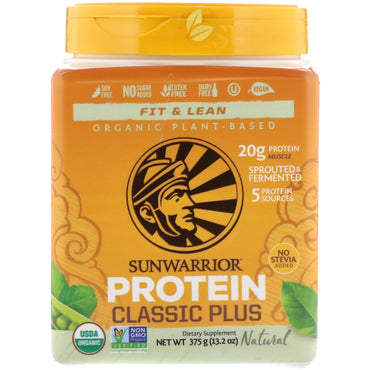 Sunwarrior, Classic Plus Protein, plantebasert, naturlig, 13,2 oz (375 g)