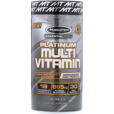 Muscletech, série Essential, multivitamines Platinum, 90 caplets