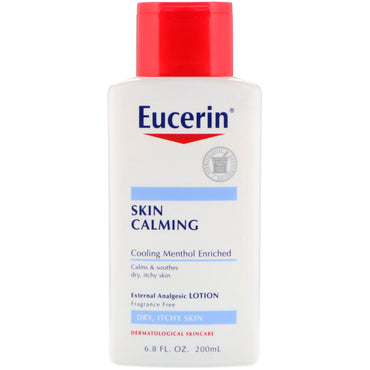 Eucerin, Calmante para la piel, loción analgésica externa, sin fragancia, 6,8 fl oz (200 ml)