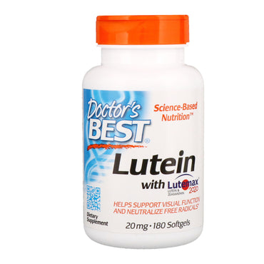 Doctor's Best, Luteína con Lutemax 2020, 20 mg, 180 cápsulas blandas