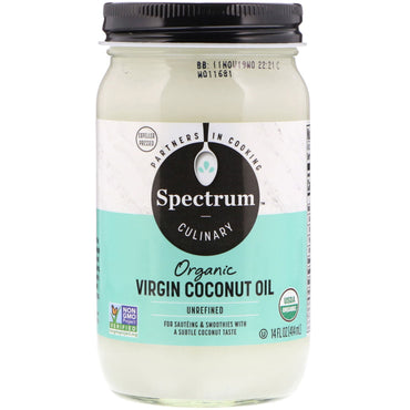 Spectrum Naturals, Virgin Coconut Oil, Uraffineret, 14 fl oz (414 ml)