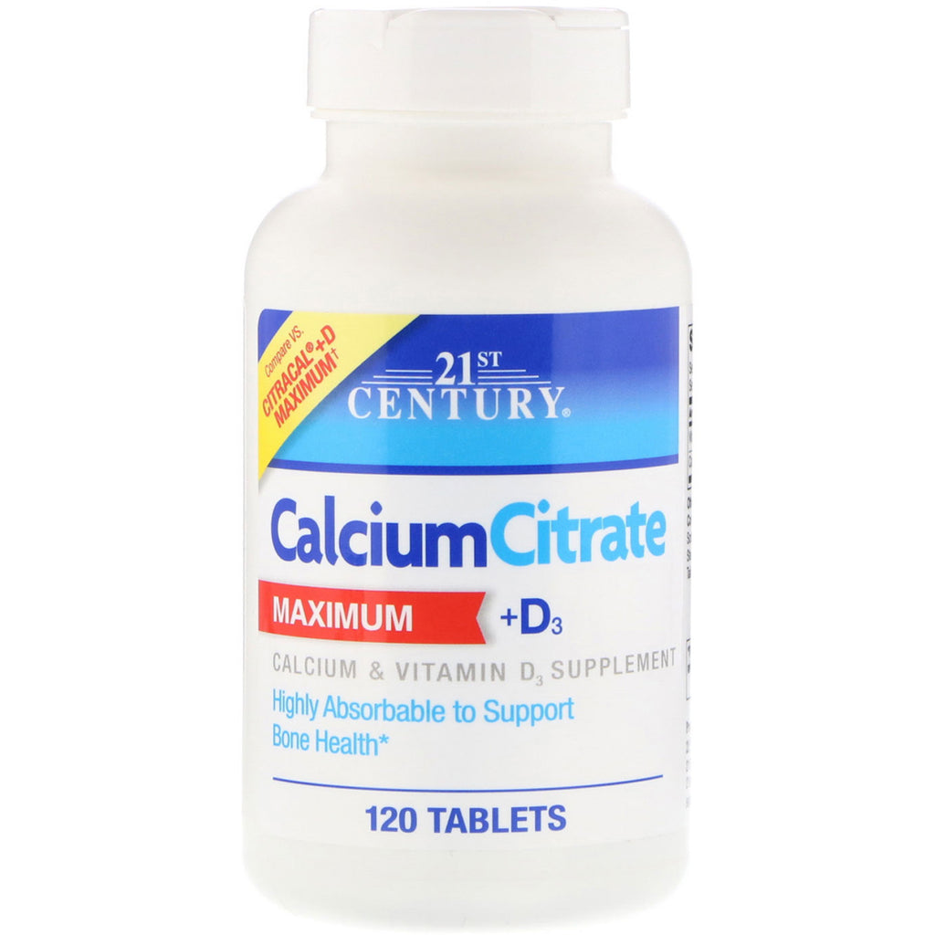 21st Century, Calcium Citrate Maximum + D3, 120 Tablets