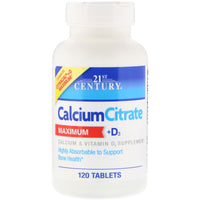 21e siècle, Citrate de Calcium Maximum + D3, 120 Comprimés