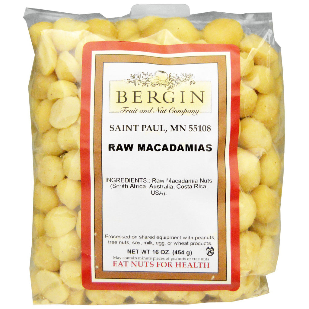 บริษัท Bergin Fruit and Nut, แมคคาเดเมียดิบ, 16 ออนซ์ (454 กรัม)