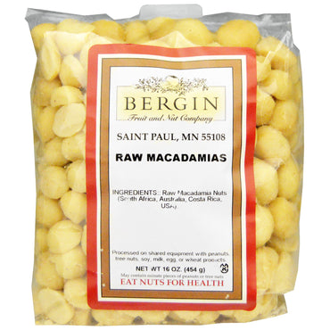 Bergin Fruit and Nut Company, Macadâmias Cruas, 454 g (16 oz)