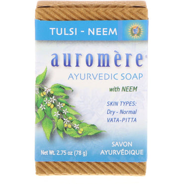 Auromere, Ayurvedische zeep, met neem, Tulsi-Neem, 2,75 oz (78 g)