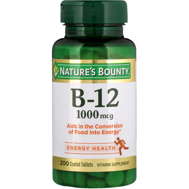 Nature's Bounty, B-12, 1.000 mcg, 200 coatede tabletter