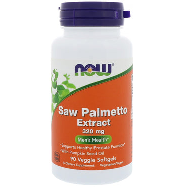 Now Foods, Extrato de Saw Palmetto, 320 mg, 90 Cápsulas Softgel Vegetais