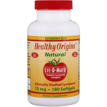 Healthy Origins, Lyc-O-Mato, Complexo de Licopeno de Tomate, 15 mg, 180 Cápsulas Softgel