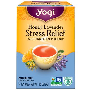 Yogi te, honning lavendel stressavlastning, koffeinfri, 16 teposer, 1,02 oz (29 g)