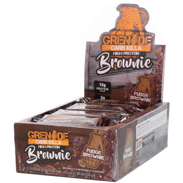 Grenade Carb Killa Brownie Fudge Brownie 12 barras 2,12 oz (60 g) cada una