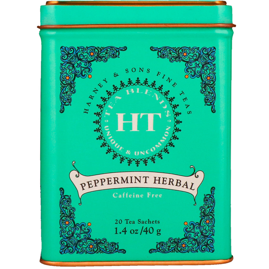 Harney & Sons, fijne thee, pepermuntkruiden, cafeïnevrij, 20 theezakjes, 1,4 oz (40 g)
