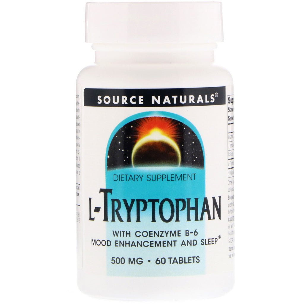 Source Naturals, L-Tryptofaan met co-enzym B-6, 500 mg, 60 tabletten
