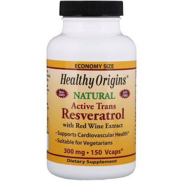 Healthy Origins, Resveratrol Trans Ativo, com Extrato de Vinho Tinto, 300 mg, 150 Cápsulas Vegetarianas