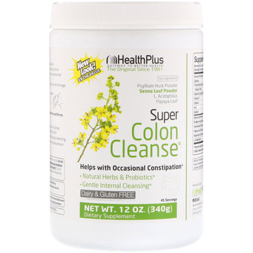 Health Plus Inc., Súper limpieza de colon, 12 oz (340 g)