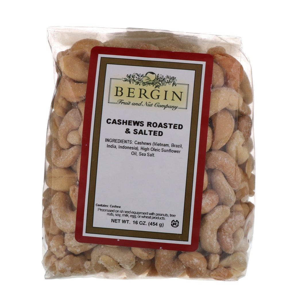Bergin Fruit and Nut Company, cashewnødder ristet og saltet, 16 oz (454 g)